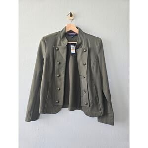 Tommy Hilfiger Olive Green Gold‑Button Field Jacket Military Style Size S NWT